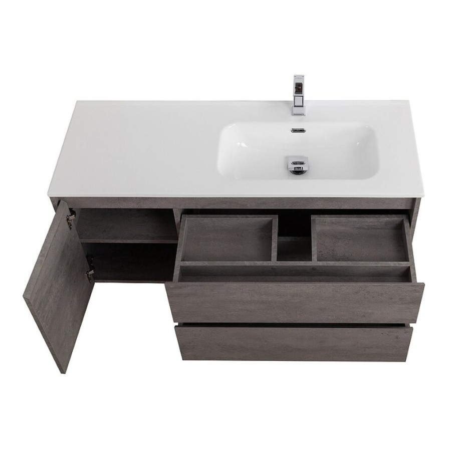 Тумба под раковину BelBagno Kraft-1200-2C-1A-SO-CG-R, 120 см, подвесная, Cemento Grigio, правая