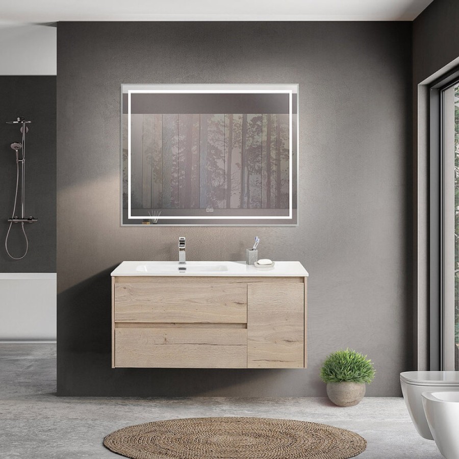 Тумба под раковину BelBagno Kraft-1200-2C-1A-SO-RGB-L, 120 см, подвесная, Rovere Galifax Bianco, левая