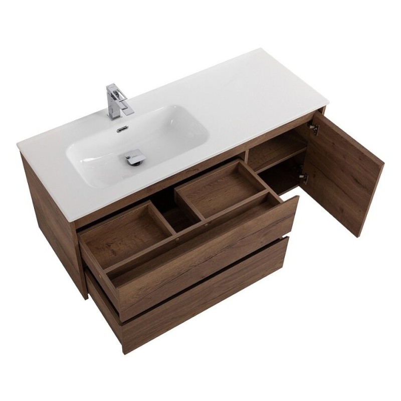 Тумба под раковину BelBagno Kraft-1200-2C-1A-SO-RT-L, 120 см, подвесная, Rovere Tabacco, левая