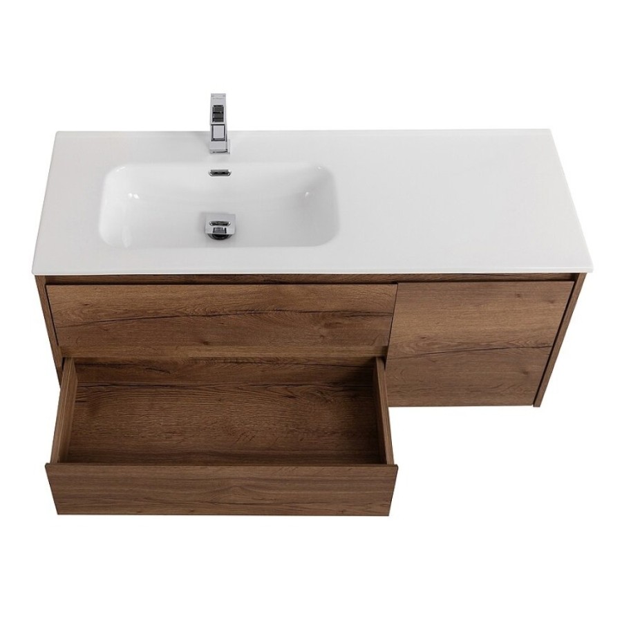 Тумба под раковину BelBagno Kraft-1200-2C-1A-SO-RT-L, 120 см, подвесная, Rovere Tabacco, левая
