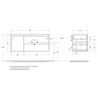 Тумба под раковину BelBagno Kraft-1200-2C-1A-SO-RT-R, 120 см, подвесная, Rovere Tabacco, правая