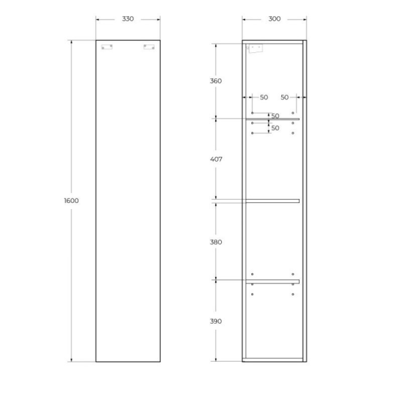 Шкаф-пенал BelBagno KRAFT-1600-1A-SC-GSO, 33 см, подвесной, цвет темно-серый матовый