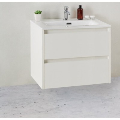 Тумба под раковину BelBagno KRAFT 39-600/390-2C-SO-BO 60 cм подвесная с 2 ящиками, Bianco Opaco