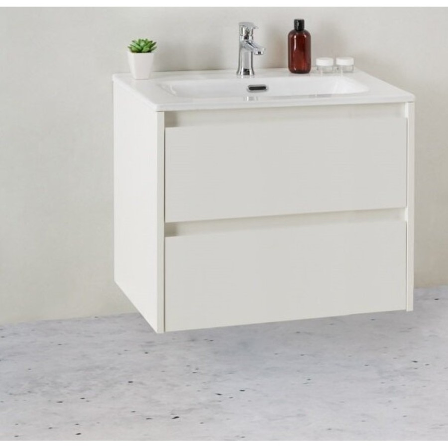 Тумба под раковину BelBagno KRAFT 39-600/390-2C-SO-BO 60 cм подвесная с 2 ящиками, Bianco Opaco
