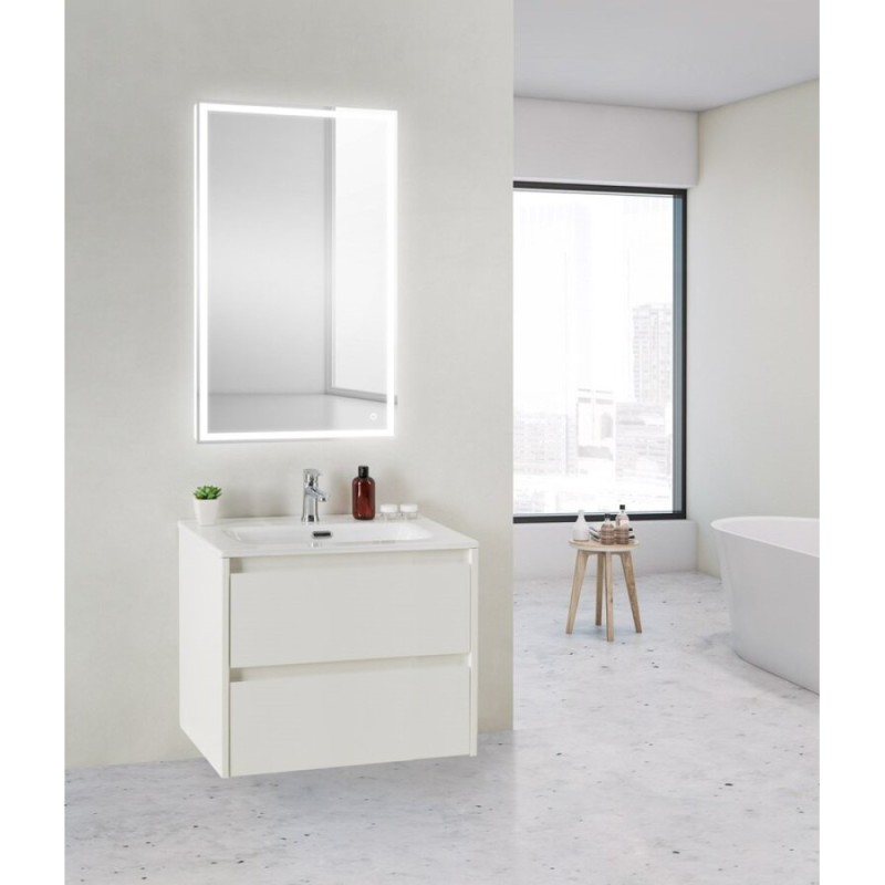 Тумба под раковину BelBagno KRAFT 39-600/390-2C-SO-BO 60 cм подвесная с 2 ящиками, Bianco Opaco