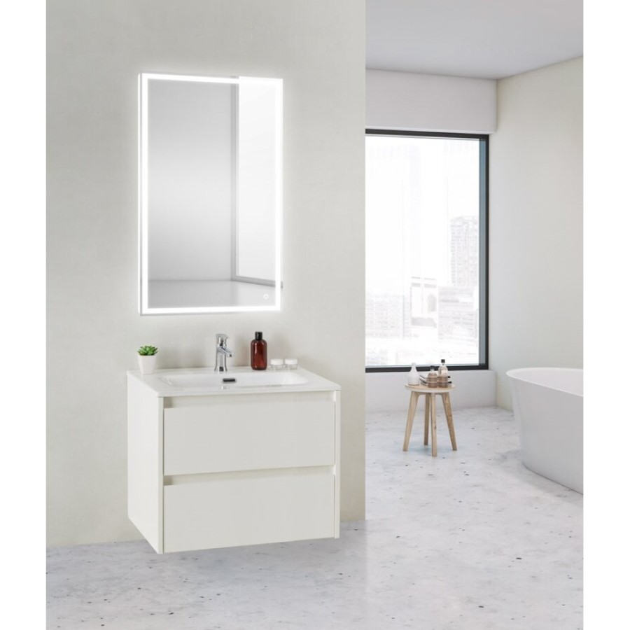 Тумба под раковину BelBagno KRAFT 39-600/390-2C-SO-BO 60 cм подвесная с 2 ящиками, Bianco Opaco