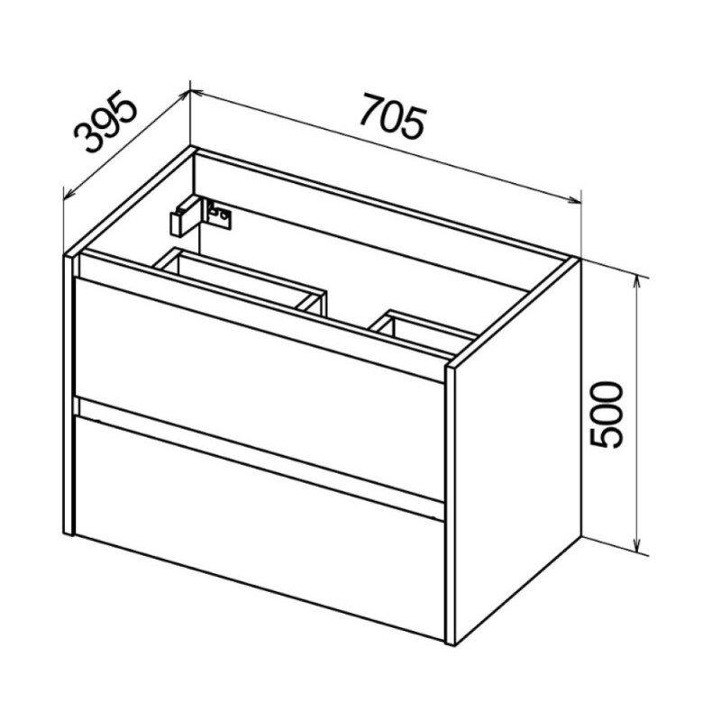 Тумба под раковину BelBagno KRAFT 39-700/390-2C-SO-PG 70 cм подвесная с 2 ящиками, Pietra Grigio