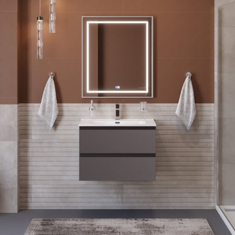 Тумба под раковину BelBagno KRAFT-600-2C-SO-GSO, 60 см, подвесная, цвет темно-серый матовый