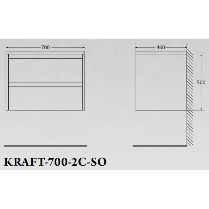 Тумба под раковину BelBagno Kraft KRAFT-700-2C-SO-PG, подвесная, серая сосна