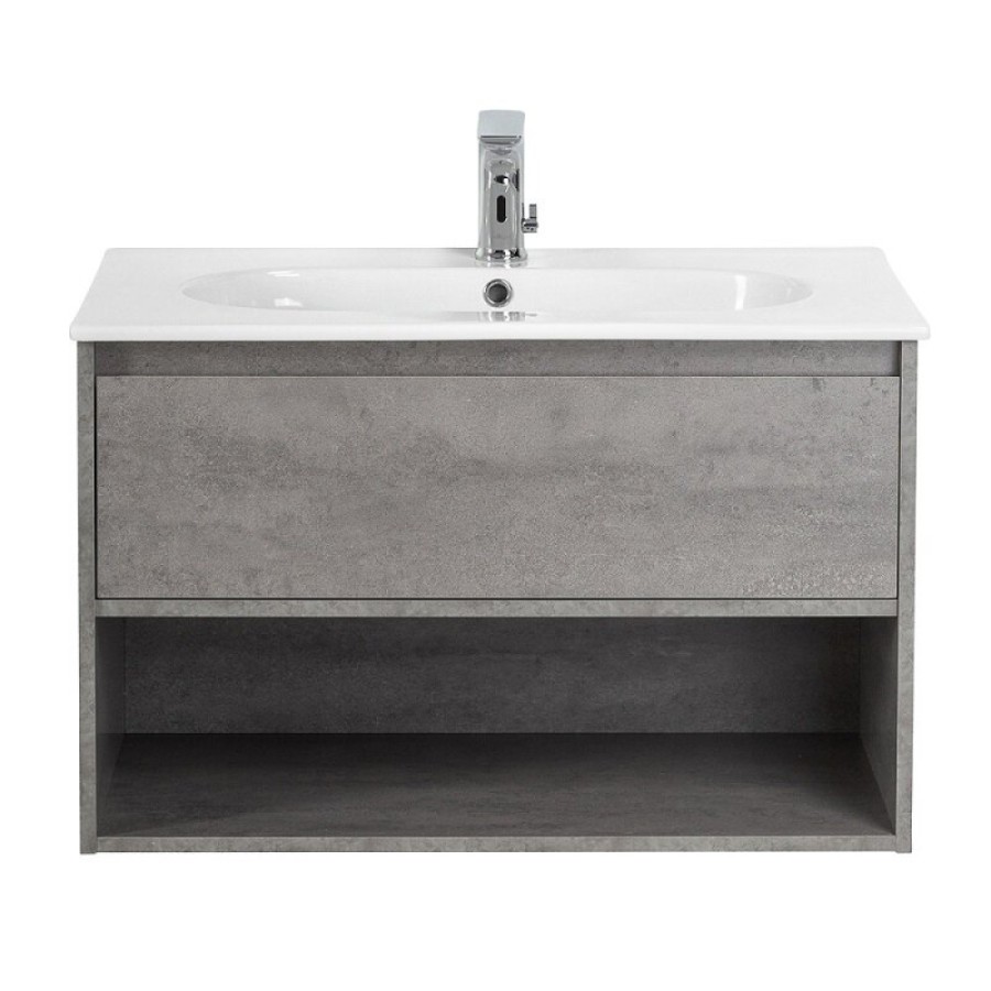 Тумба под раковину BelBagno Kraft 80, подвесная, цвет Cemento Grigio, Kraft-800-1C-SO-CG