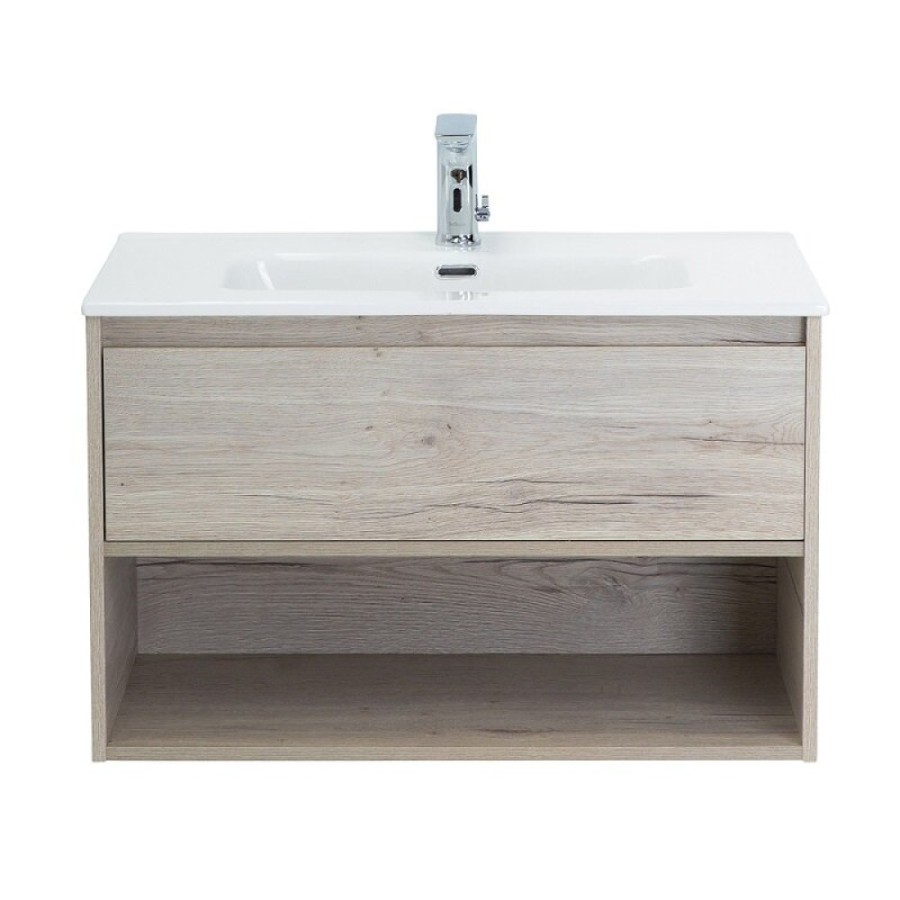 Тумба под раковину BelBagno Kraft 80, подвесная, цвет Rovere Galifax Bianco, Kraft-800-1C-SO-RGB
