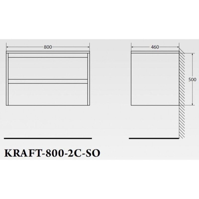 Тумба под раковину BelBagno Kraft KRAFT-800-2C-SO-PB, подвесная