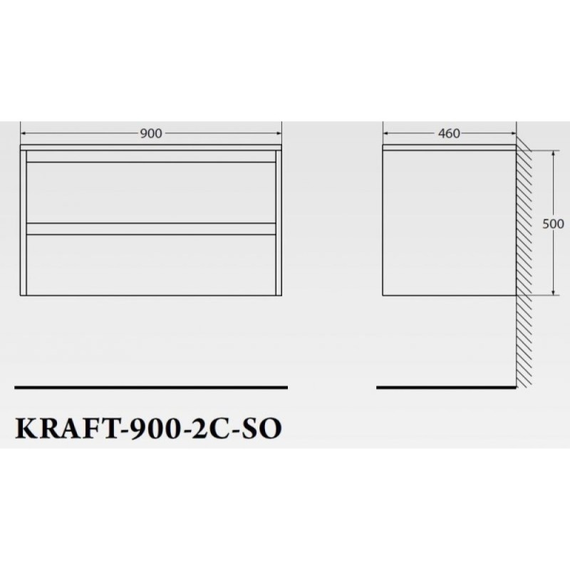 Тумба под раковину BelBagno Kraft KRAFT-900-2C-SO-CG 90 см, подвесная, цвет цемент серый (cemento grigio)