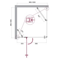 Душевой уголок BelBagno Kraft, 100 х 100 х 195 см, стекло прозрачное, профиль хром, KRAFT-A-12-100-C-Cr-L