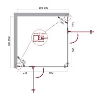 Душевой уголок BelBagno Kraft, 90 х 90 х 195 см, стекло прозрачное, профиль хром, KRAFT-A-22-90-C-Cr