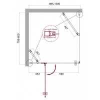 Душевой уголок BelBagno Kraft, 100 х 80 х 195 см, стекло прозрачное, профиль хром, KRAFT-AH-12-100/80-C-Cr-L