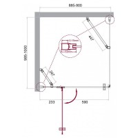 Душевой уголок BelBagno Kraft, 100 х 90 х 195 см, стекло прозрачное, профиль хром, KRAFT-AH-12-100/90-C-Cr-L