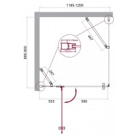 Душевой уголок BelBagno Kraft, 120 х 90 х 195 см, стекло прозрачное, профиль хром, KRAFT-AH-12-120/90-C-Cr-L