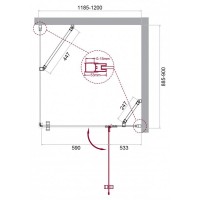 Душевой уголок BelBagno Kraft, 120 х 90 х 195 см, стекло прозрачное, профиль хром, KRAFT-AH-12-120/90-C-Cr-R