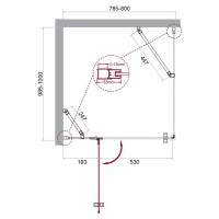 Душевой уголок BelBagno Kraft, 80 х 100 х 195 см, стекло прозрачное, профиль хром, KRAFT-AH-12-80/100-C-Cr-L
