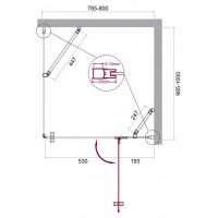 Душевой уголок BelBagno Kraft, 80 х 100 х 195 см, стекло прозрачное, профиль хром, KRAFT-AH-12-80/100-C-Cr-R
