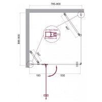 Душевой уголок BelBagno Kraft, 80 х 90 х 195 см, стекло прозрачное, профиль хром, KRAFT-AH-12-80/90-C-Cr-L