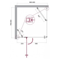 Душевой уголок BelBagno Kraft, 90 х 80 х 195 см, стекло прозрачное, профиль хром, KRAFT-AH-12-90/80-C-Cr-R