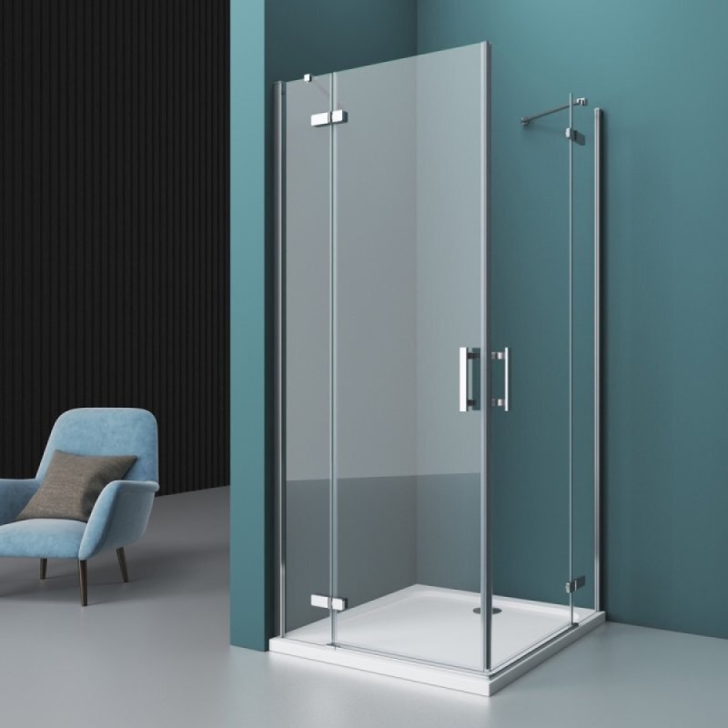 Душевой уголок BelBagno Kraft, 100 х 80 х 195 см, стекло прозрачное, профиль хром, KRAFT-AH-22-100/80-C-Cr-R