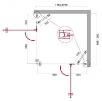 Душевой уголок BelBagno Kraft, 120 х 100 х 195 см, стекло прозрачное, профиль хром, KRAFT-AH-22-120/100-C-Cr-R