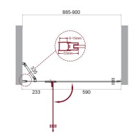Душевая дверь в нишу BelBagno Kraft, 90 х 195 см, стекло прозрачное, профиль хром, левая, KRAFT-B-12-60/30-C-Cr-L