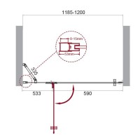 Душевая дверь в нишу BelBagno Kraft, 120 х 195 см, стекло прозрачное, профиль хром, левая, KRAFT-B-12-60/60-C-Cr-L