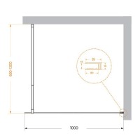 Душевая перегородка BelBagno Kraft-L-1-100-C-Nero, 100 см, свободный вход, стекло прозрачное, профиль черный матовый