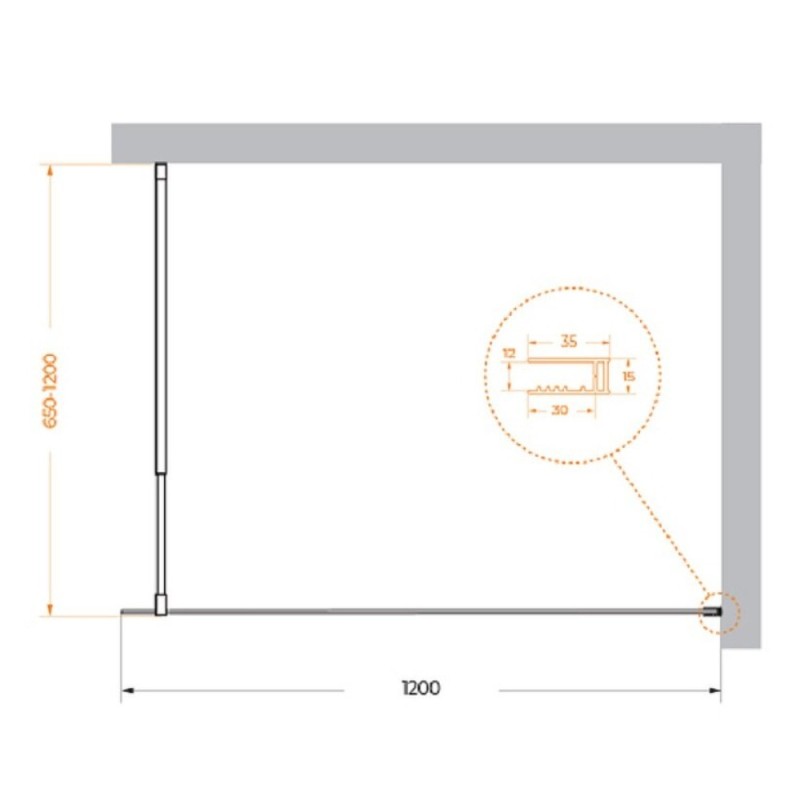 Душевая перегородка BelBagno Kraft-L-1-120-C-Cr, 120 см, свободный вход, стекло прозрачное, профиль хром