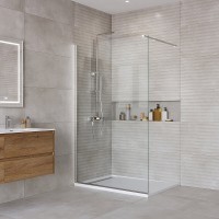 Душевая перегородка BelBagno Kraft-L-1-120-C-Cr, 120 см, свободный вход, стекло прозрачное, профиль хром