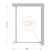 Душевая перегородка BelBagno Kraft-L-1-70-C-Cr, 70 см, свободный вход, стекло прозрачное, профиль хром