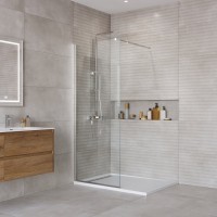 Душевая перегородка BelBagno Kraft-L-1-80-C-Cr, 80 см, свободный вход, стекло прозрачное, профиль хром