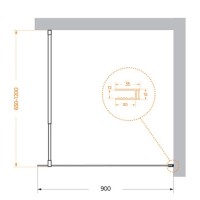 Душевая перегородка BelBagno Kraft-L-1-90-C-Nero, 90 см, свободный вход, стекло прозрачное, профиль черный матовый