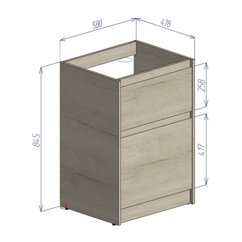 Тумба под раковину BelBagno Kraft KRAFT-LVD-580/1200-2C-PIA-BO, напольная, Bianco Opaco