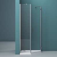 Душевой уголок BelBagno Kraft, 100 х 100 х 195 см, стекло прозрачное, профиль хром, правый, KRAFT-P-1-100-C-Cr-R
