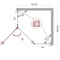 Душевой уголок BelBagno Kraft, 90 х 90 х 195 см, стекло прозрачное, профиль хром, левый, KRAFT-P-1-90-C-Cr-L