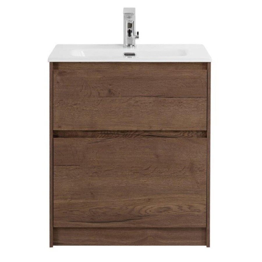 Тумба под раковину BelBagno Kraft 39 50 см, напольная, Rovere Tabacco, KRAFT39-500/390-2C-PIA-RT