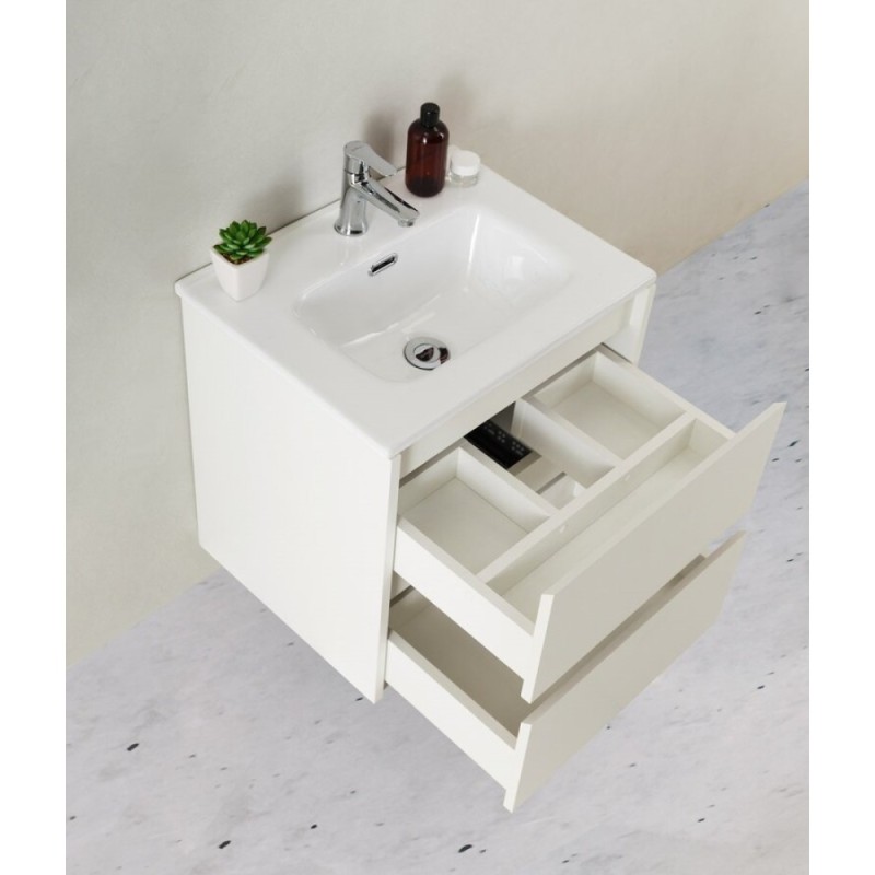 Тумба под раковину BelBagno KRAFT 39-500/390-2C-SO-BO 50 cм подвесная с 2 ящиками, Bianco Opaco