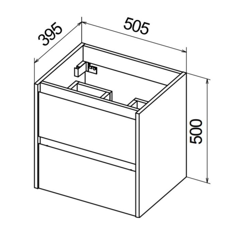 Тумба под раковину BelBagno KRAFT 39-500/390-2C-SO-PP 50 cм подвесная с 2 ящиками, Pino Pasadena