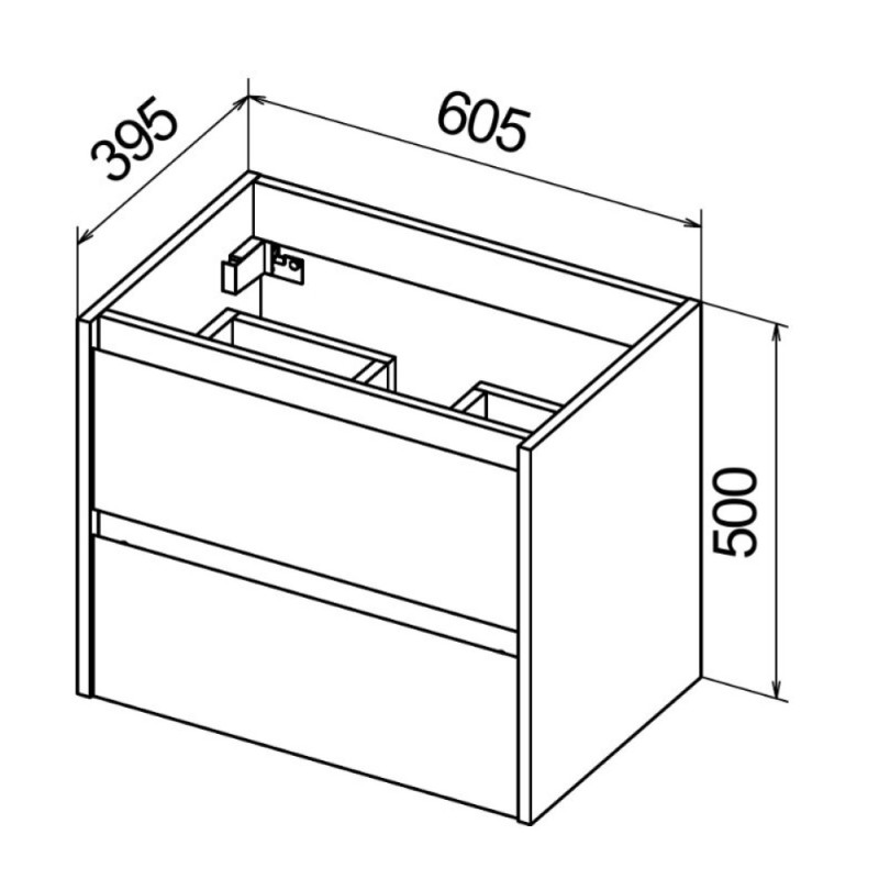 Тумба под раковину BelBagno KRAFT 39-600/390-2C-SO-RNN 60 cм подвесная с 2 ящиками, Rovere Nebrasca Nature