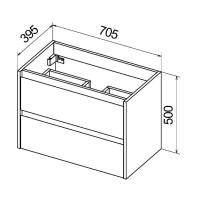 Тумба под раковину BelBagno KRAFT 39-700/390-2C-SO-RNN 70 cм подвесная с 2 ящиками, Rovere Nebrasca Nature