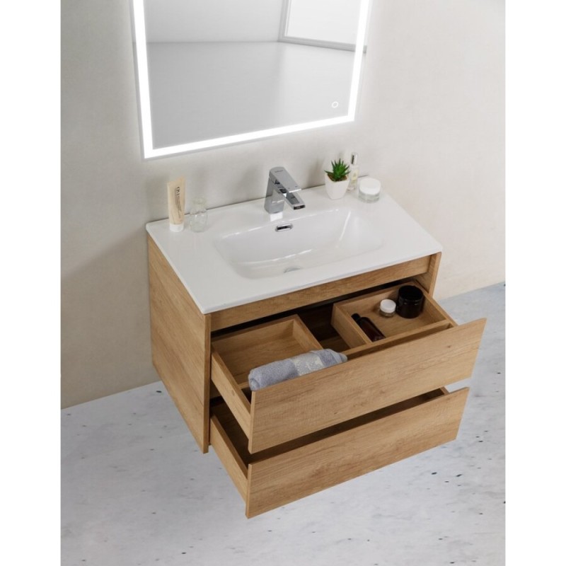 Тумба под раковину BelBagno KRAFT 39-700/390-2C-SO-RNN 70 cм подвесная с 2 ящиками, Rovere Nebrasca Nature