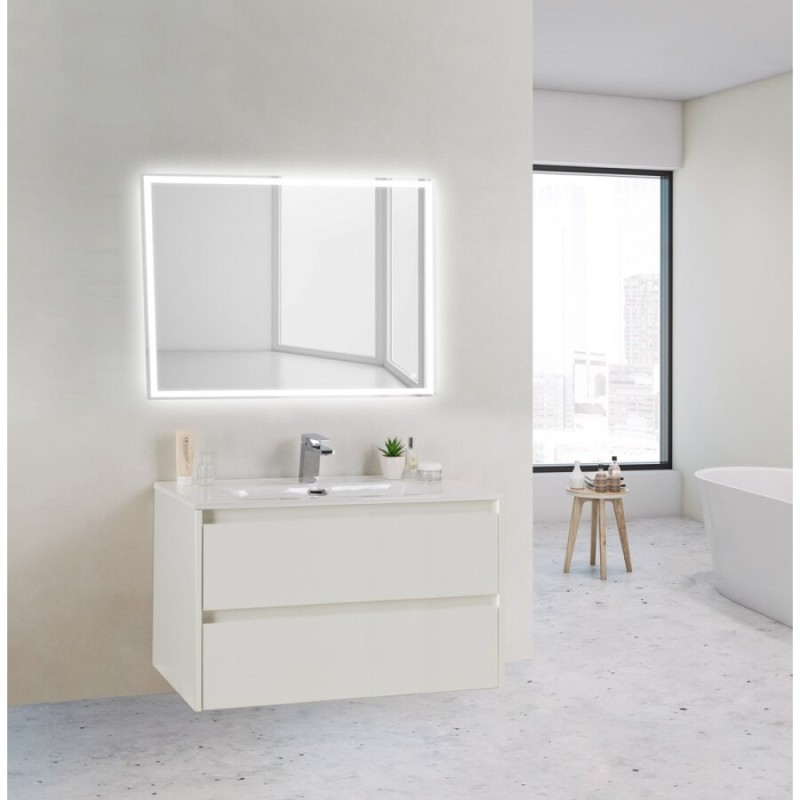 Тумба под раковину BelBagno KRAFT 39-800/390-2C-SO-BO 80 cм подвесная с 2 ящиками, Bianco Opaco