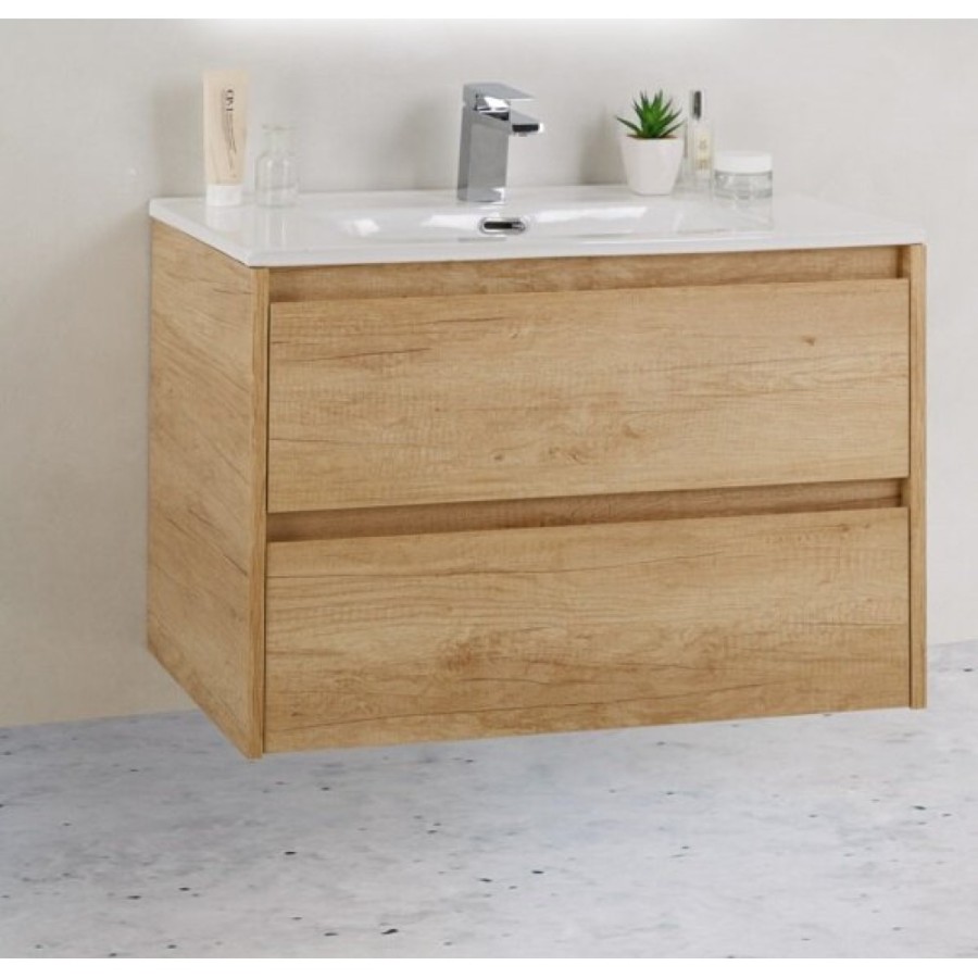 Тумба под раковину BelBagno KRAFT 39-800/390-2C-SO-RNN 80 cм подвесная с 2 ящиками, Rovere Nebrasca Nature