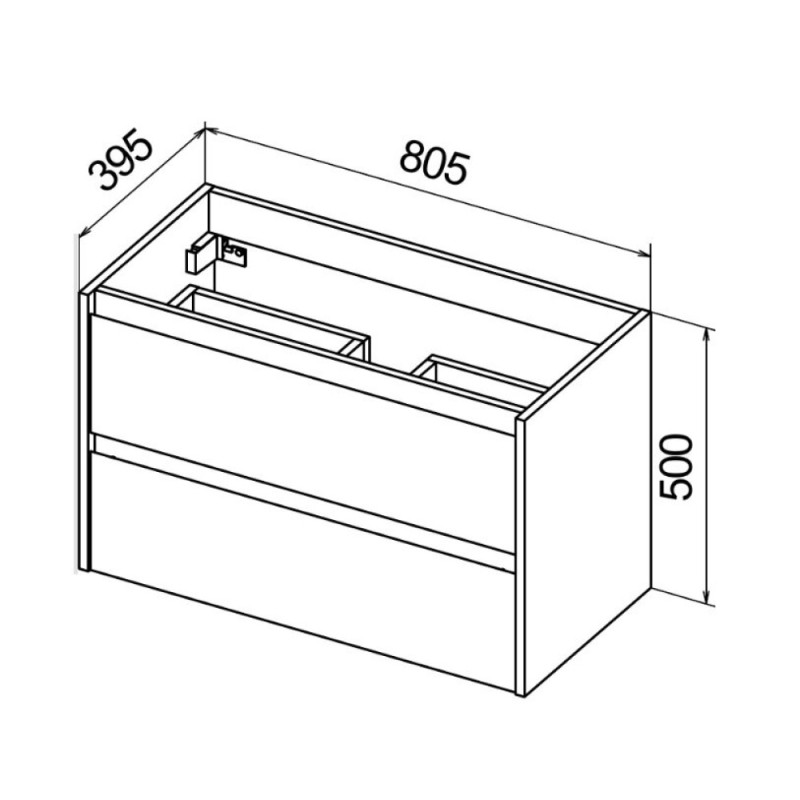 Тумба под раковину BelBagno KRAFT 39-800/390-2C-SO-RT 80 cм подвесная с 2 ящиками, Rovere Tabacco