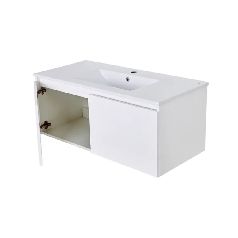 Тумба с раковиной Orange Квадро, подвесная, белая, Smart Pack, KV-100TUW+Ra